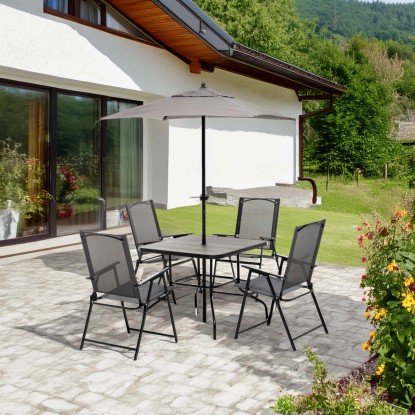 Tavolo e sedie da giardino Ocean Oak in ferro e polystone grigio 4 posti