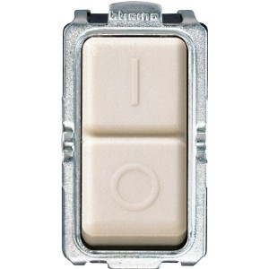 Inserto interruttore t.b.t. per interruttore luce, color crema, con simboli I/O.
