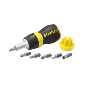 Cacciavite Stanley con set di inserti, vari accessori per applicazioni versatili.