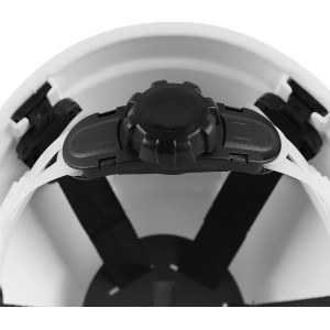 Vista interna: Casco da cantiere LUX bianco con sospensione a 6 punti e rotella di regolazione.