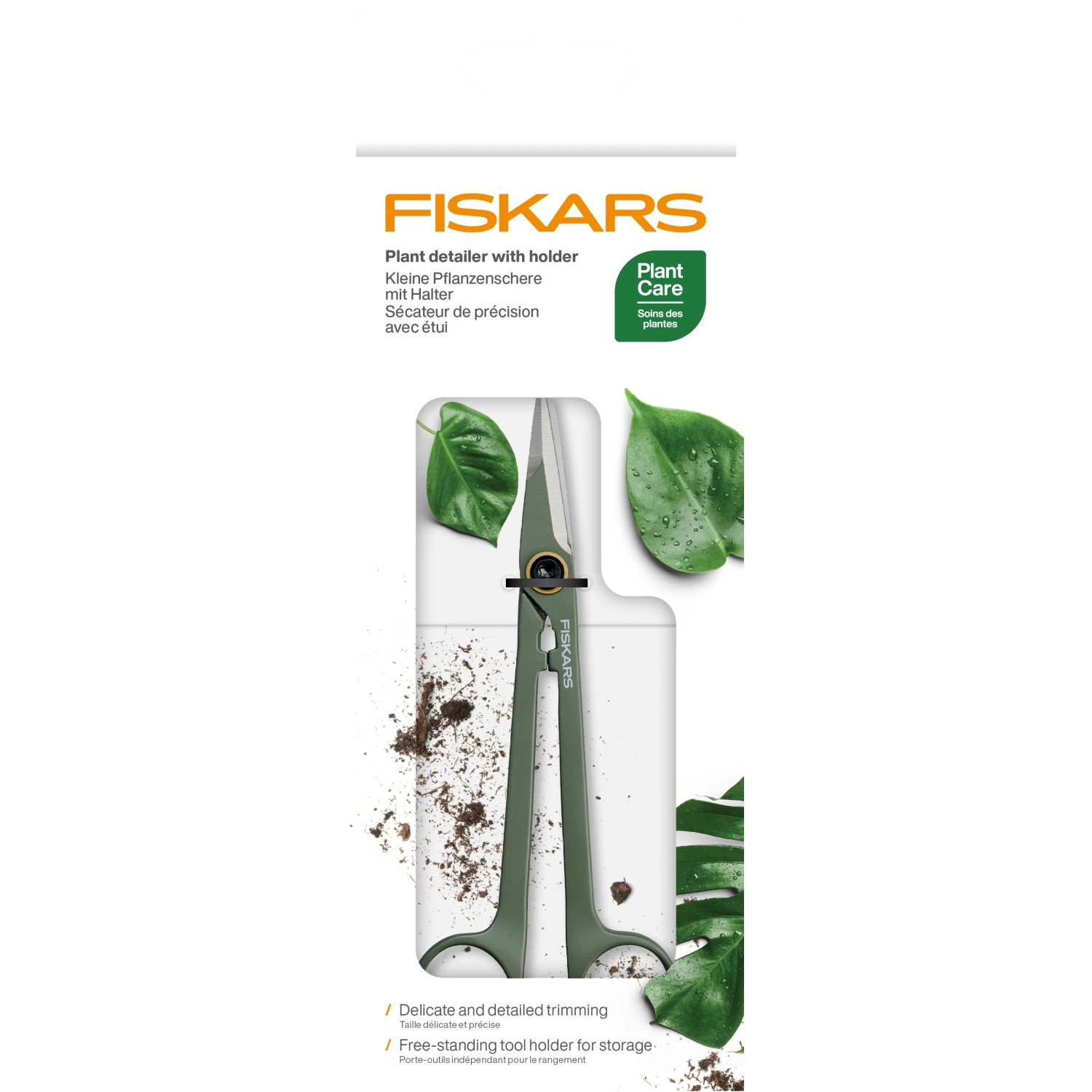 Forbici da giardinaggio Fiskars con supporto, cesoie verdi per tagli precisi.