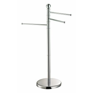 Portasciugamani cromato con 3 bracci girevoli per il bagno.