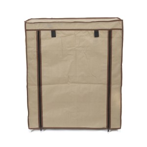 Scarpiera t.b.t. con cerniera e rivestimento in tessuto beige.