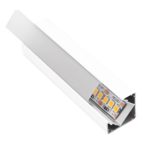 Striscia LED t.b.t. in profilo di alluminio bianco.
