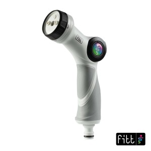 Pistola a spruzzo grigia t.b.t. per tubi irrigazione giardino.