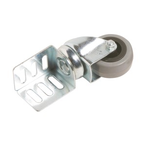 Rotella girevole con staffa, 50mm, portata 40kg, ruota in gomma e cuscinetto liscio.