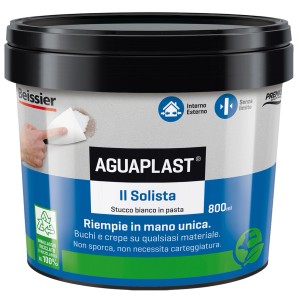 Secchio di AGUAPLAST Il Solista, stucco speciale pronto all'uso per interni ed esterni.