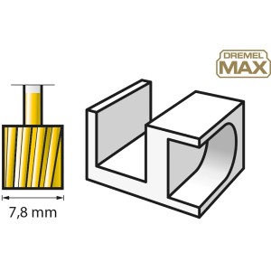 Fresa Dremel Max 115DM: Vista dettagliata dell'accessorio per utensili miniaturizzati, color oro.