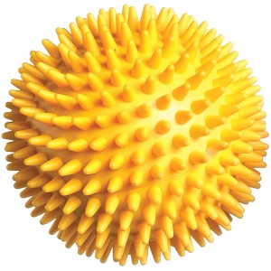 Palla gialla con punte per cani, gioco resistente per divertimento e attività.