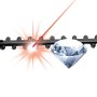 Lama per tagliasiepi con raggio laser e diamante per tagli netti.