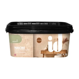 Secchio di pittura effetto Nacre Pistache per decorazione murale.