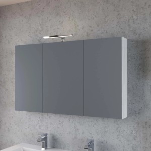 Mobile bagno grigio t.b.t. con specchio e illuminazione.