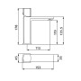 Disegno tecnico: Miscelatore doccia t.b.t. con dimensioni.