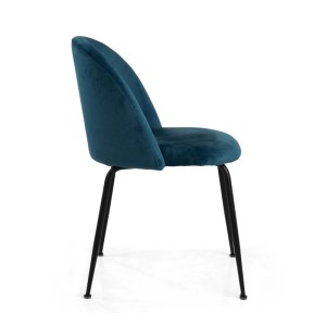 Sedia imbottita Sammi in velluto blu con struttura nera 50x57h77,5 cm
