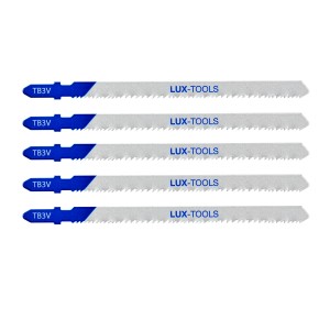 5 lame per seghetto alternativo LUX Vario con attacco a T, universali per legno, metallo e plastica.