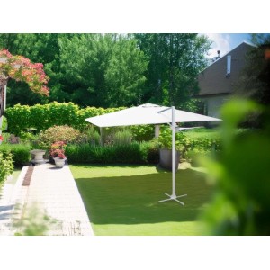 Ombrellone da giardino a palo decentrato New Michigan H 2,75 m bianco