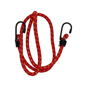 Corda elastica rossa con ganci per fissare carichi.