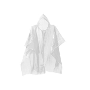 Poncho antipioggia bianco trasparente con cappuccio per emergenze auto.