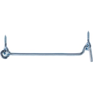 Gancio antivento zincato con occhiello, 5x300 mm, per fissare porte e persiane.