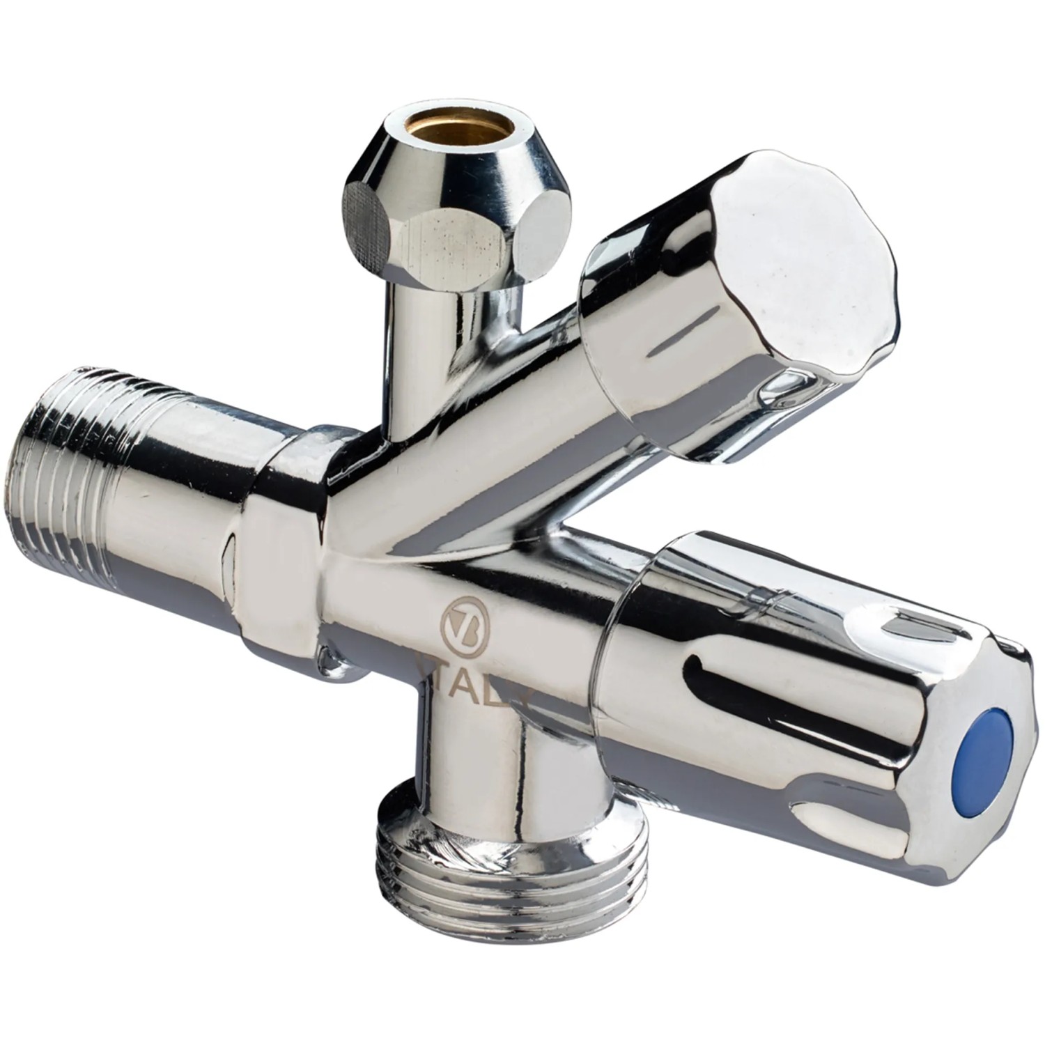 Rubinetto Doppio In Ghisa Lazardo 3/4" Per Giardino O Lavatrice | Attacco A Parete 1/2" Con Valvola A Sfera E Adattatore Incluso