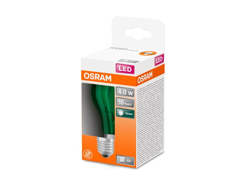 Lampada LED colorata Star Deco Classic A 15, verde 1,6W 7500K 300° E27  Verde, Osram