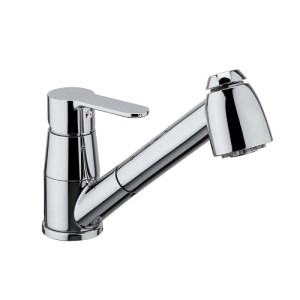 Rubinetto cucina monoc. lavello con doccia estraibile linea blu cromo