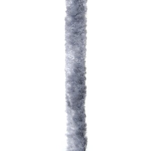 Dettaglio di una tenda per porta in ciniglia grigia di t.b.t.