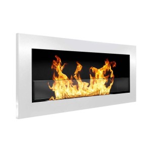Camino a bioetanolo parete/incasso Divina Fire Livorno 2,5 kW L90xP12xH40 bianco