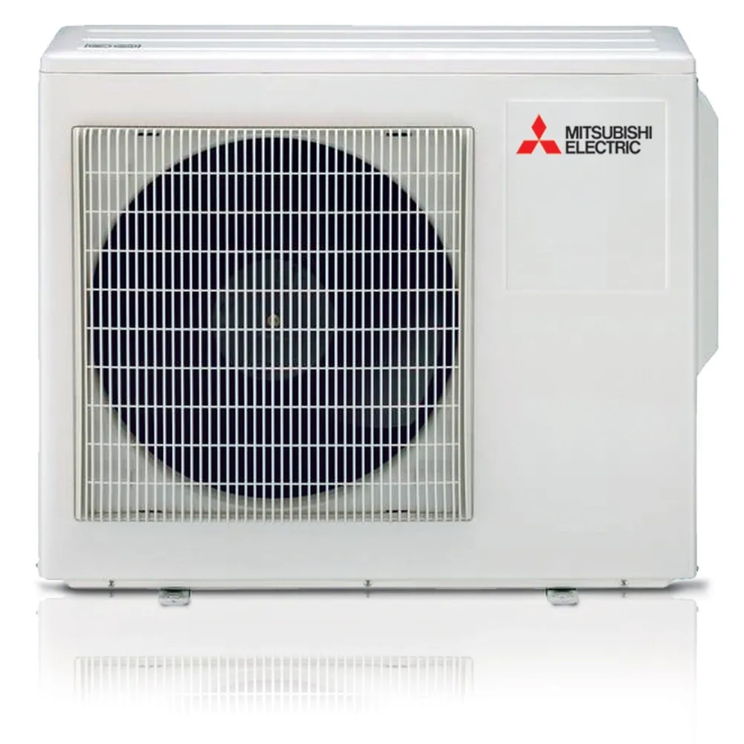 Unità esterna bianca di un condizionatore Mitsubishi Electric.