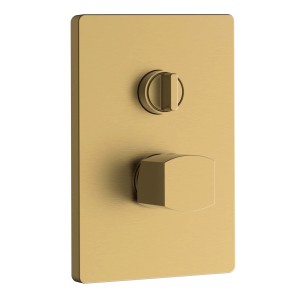 Rubinetto doccia t.b.t. color oro con due manopole.