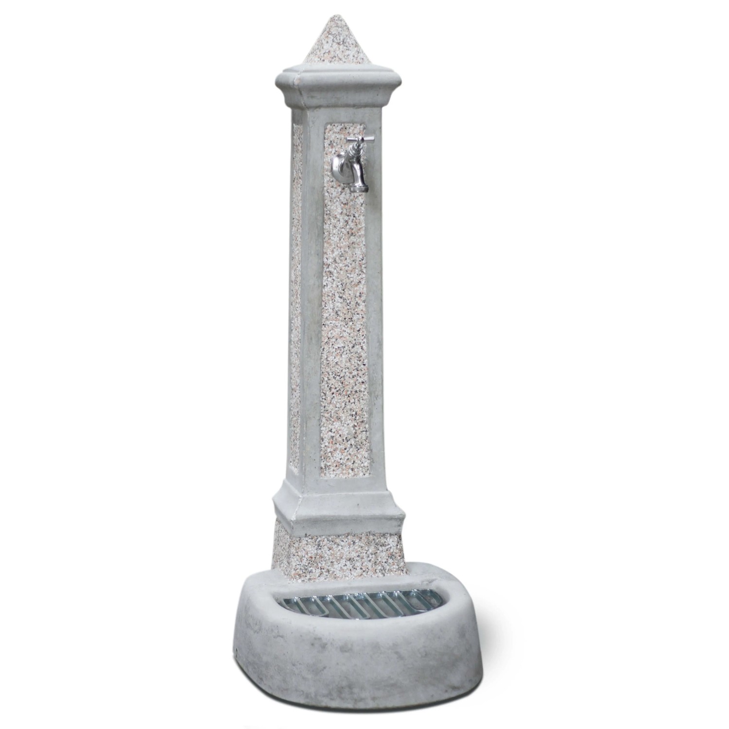 Palazzo LTA307 Fontana Da Giardino In Metallo Stile Rinascimentale Con Rubinetto - Colore Bianco, Decoro Acqua Zampillo