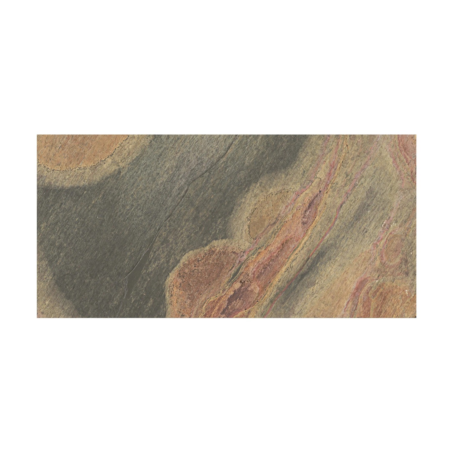 Piastrella per pavimentazione esterna t.b.t., motivo multicolore.