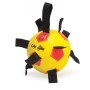 Palla giallo-rossa come robusto gioco da masticare per cani con anelli.