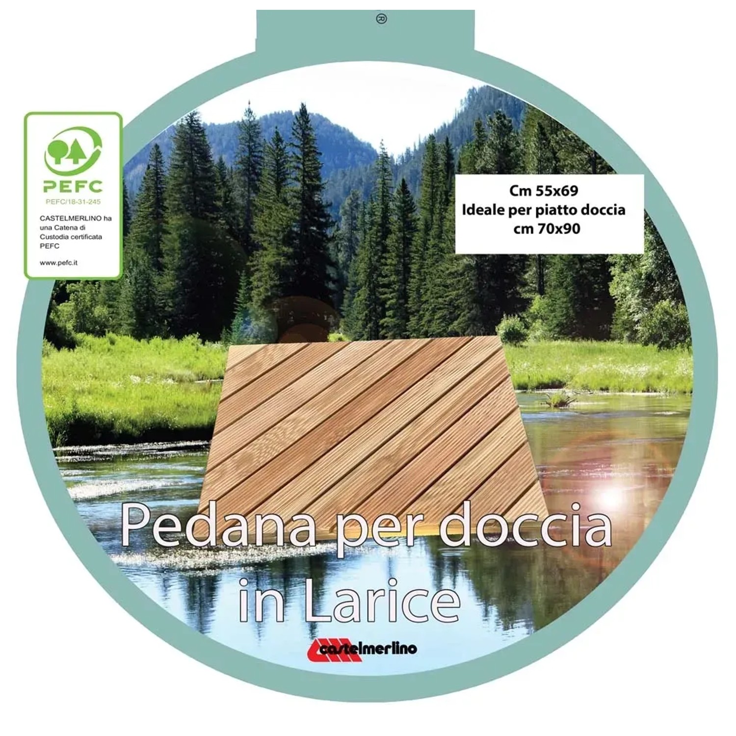 Tappetino doccia in legno di larice, accessorio per doccia.