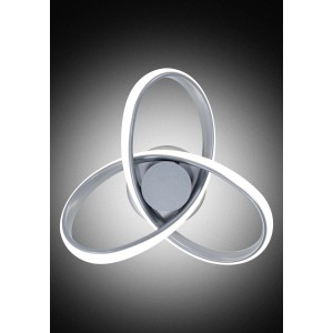 Applique LED moderna con elementi intrecciati color argento per un'illuminazione elegante.
