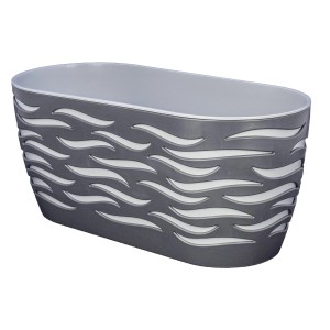 Fioriera da balcone grigia con motivo a onde per balcone o terrazza.