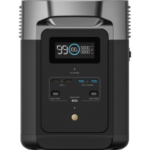 EcoFlow Delta 2 Powerstation: Power station nera compatta con display e porte.