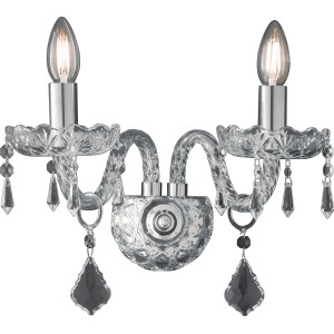 Elegante applique con decorazioni in vetro cristallo e due luci.