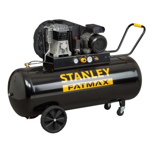 Compressore nero Stanley Fatmax con scritte gialle e ruote.