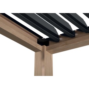 Pergola in alluminio Myara L580xP296xH250 cm legno chiaro