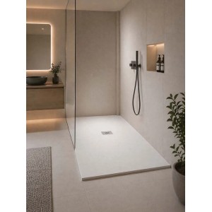 Piatto doccia Small Town in Marmoresina 70x90 cm bianco