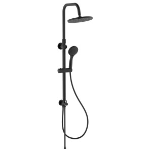 Colonna doccia nera con soffione e doccetta. Design moderno per il tuo bagno.