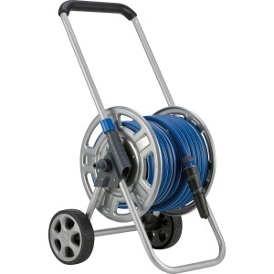 Set avvolgitubo LUX con tubo da 20 m su tamburo metallico per irrigazione giardino.