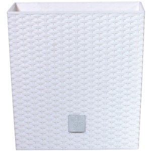 Fioriera bianca Prosperplast effetto rattan, 33x33x33 cm, ideale per interni ed esterni.