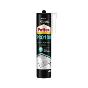 Pattex PRO 100 colla di montaggio, bianco, per interni, silicone e sigillante.