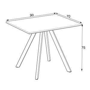 Tavolo da pranzo fisso Lucas rovere 90x70x75 cm