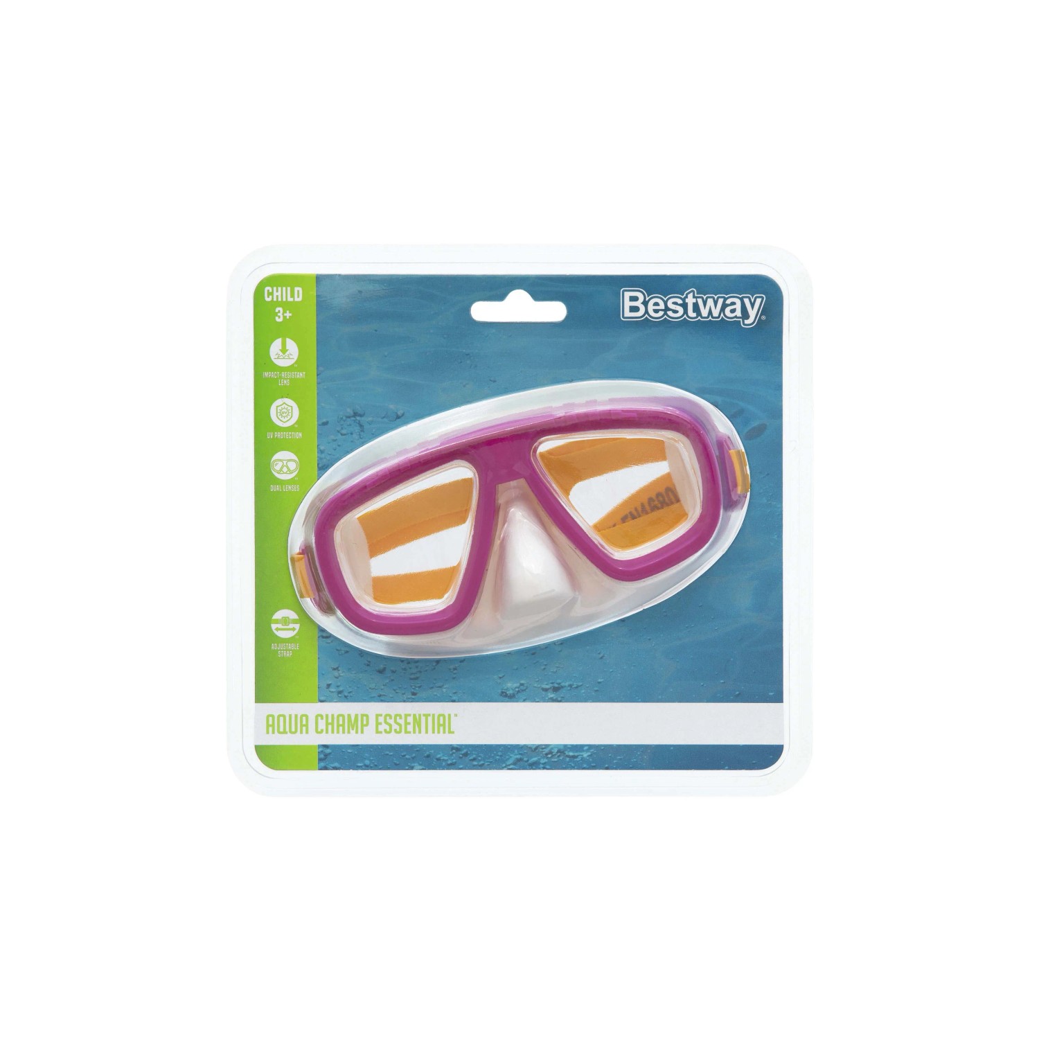 Maschera da immersione t.b.t. per bambini, rosa/arancio, per snorkeling e immersioni.