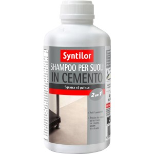 Flacone di shampoo Syntilor per pavimenti in cemento, pulisce e sgrassa.