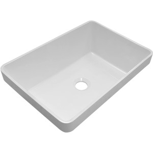 Lavandino da incasso t.b.t. bianco, rettangolare con foro di scarico centrale.