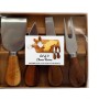 Set 4 coltelli da formaggio con manico in legno 16x13x1,7 cm